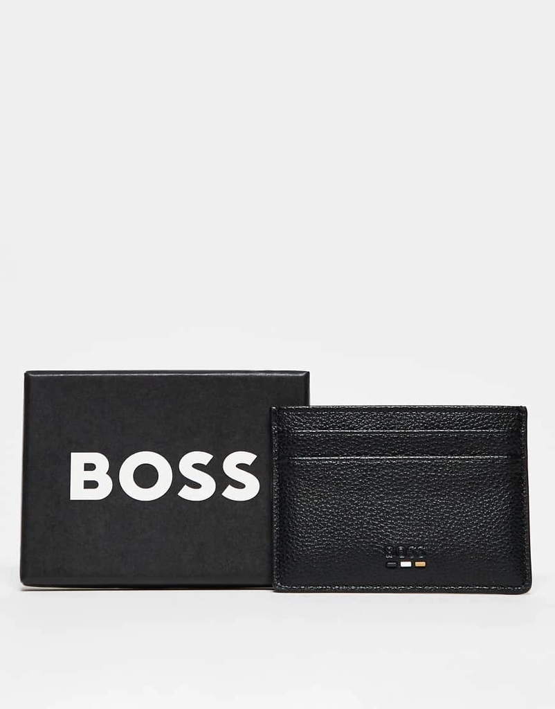 Hugo Boss Boss Ray card holder in black with flag logo
